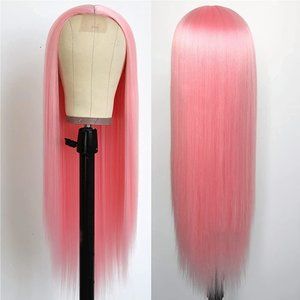 Pink Straight Lace Front Wig - Sleek Long Pink Hairstyle